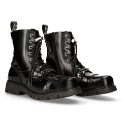 NEW ROCK - RANGER008CMTC-S1 - Black Leather Biker Boots