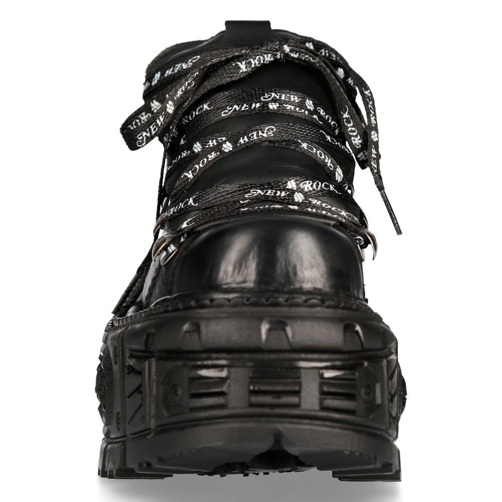 NEW ROCK - M-TANK120N - Black Lace Up Tower Shoes