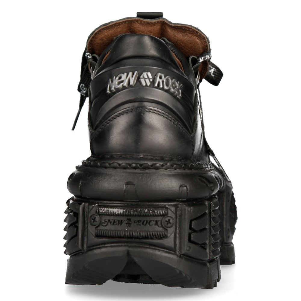 NEW ROCK - M-TANK120N - Black Lace Up Tower Shoes