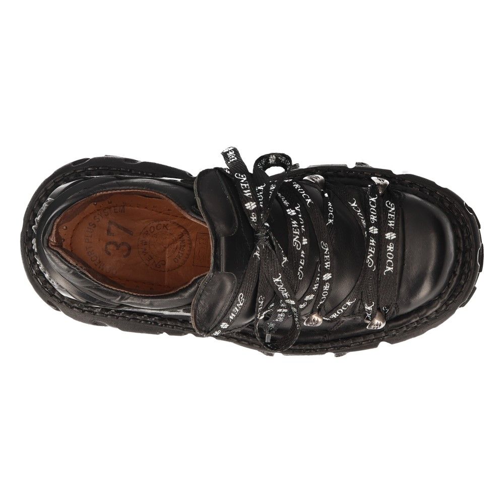 NEW ROCK - M-TANK120N - Black Lace Up Tower Shoes
