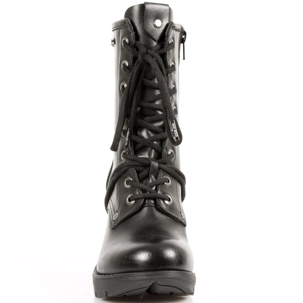NEW ROCK -  TR001-S1 Ladies Black Lace Up Boots