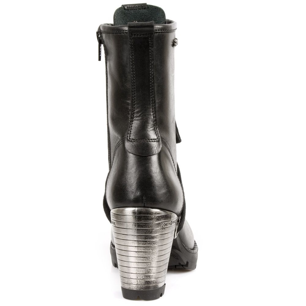 NEW ROCK -  TR001-S1 Ladies Black Lace Up Boots