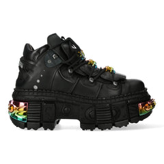 NEW ROCK -  WALL106-S23 Rainbow Metallic Chunky Platform Boots