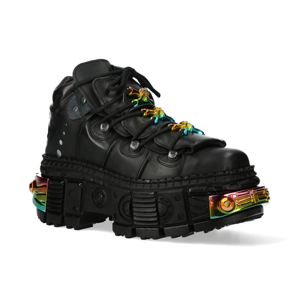 NEW ROCK -  WALL106-S23 Rainbow Metallic Chunky Platform Boots
