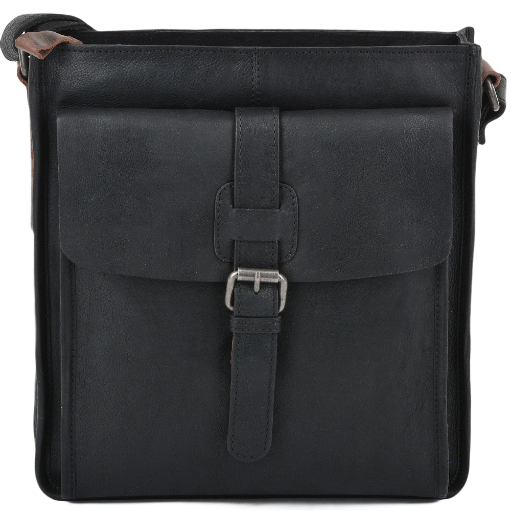 Black and Brown Medium Leather Messenger Bag