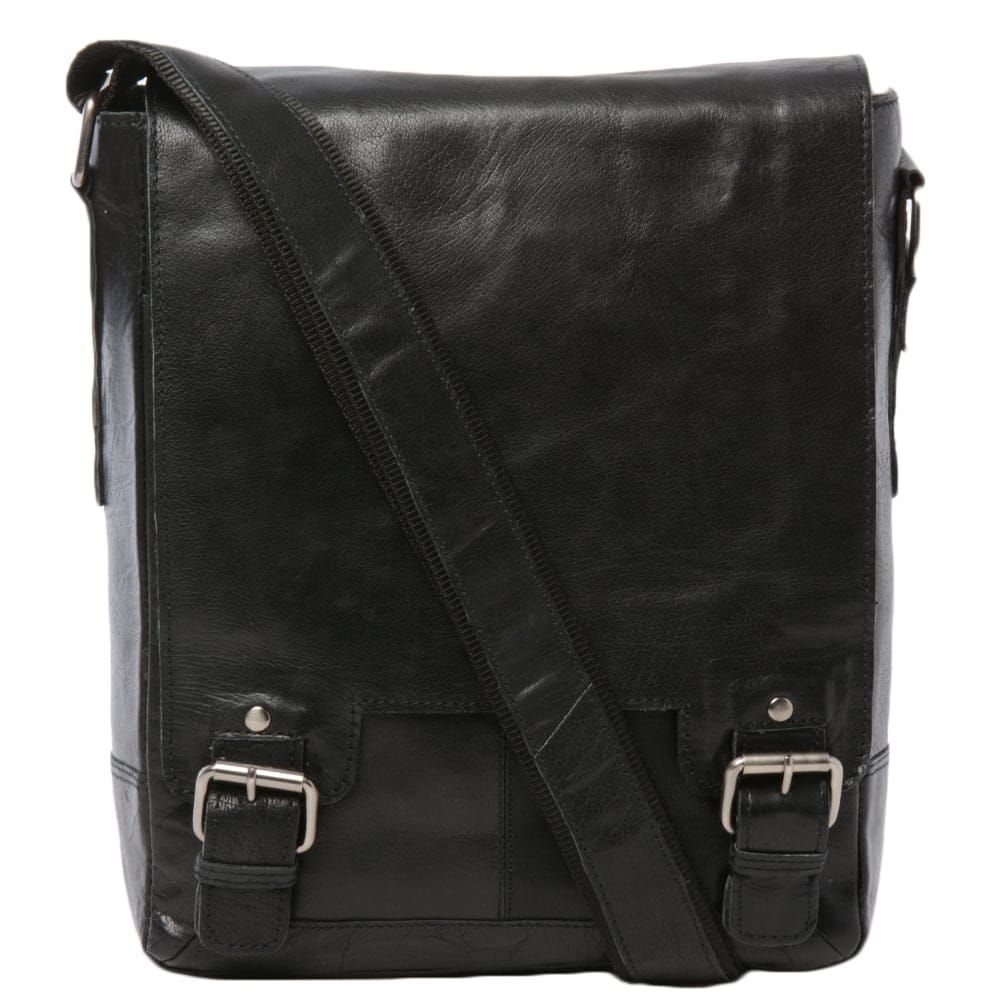Black Medium Leather Messenger Bag