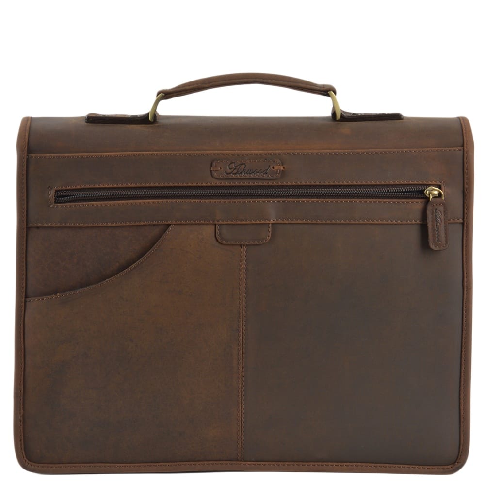 Men's Mud Leather Triple Gusset Briefcase with Shoulder Strap