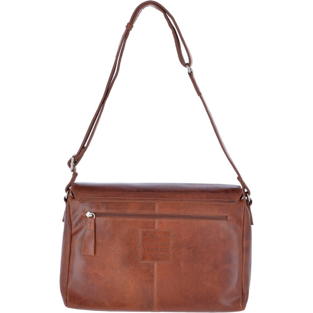 Oily Tan Leather Flap Over Messenger Bag