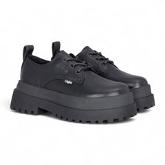 Buffalo - Womens Vegan Leather Black Chunky Lace Up Shoes - Pluto