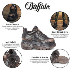 Buffalo - Womens Vegan Leather Vintage Brown Studded Chunky Platform Trainers - 1339-14-VNTG