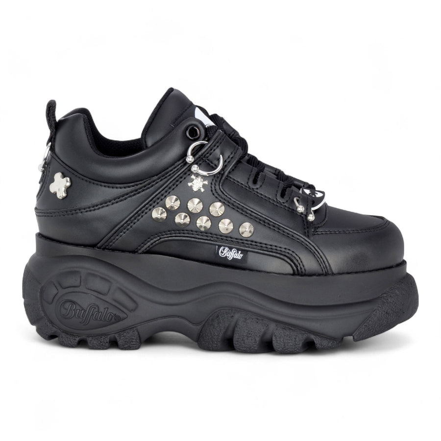 Buffalo - Womens Vegan Leather Black Studded Chunky Platform Trainers - 1339-14-Punk