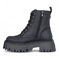 Buffalo - Womens Vegan Leather Black Winter Lace Up Up Combat Hiker Boots - Aspen