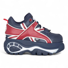 Buffalo - Womens Vegan Leather Blue & Red Chunky Platform Trainers - 1339-14