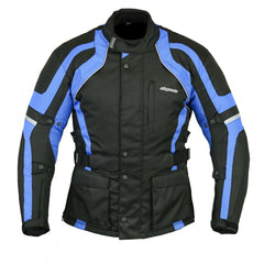 Men's Blue Waterproof Cordura Motorbike Jacket With CE Armour