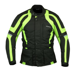 Men's Hi Vis Waterproof Cordura Motorbike Jacket With CE Armour