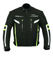 Men's Hi Vis Plus Size Waterproof Cordura Motorbike Jacket With CE Armour