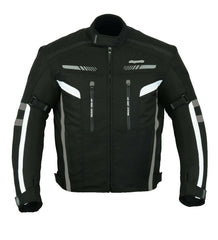 Men's Grey Plus Size Waterproof Cordura Motorbike Jacket With CE Armour