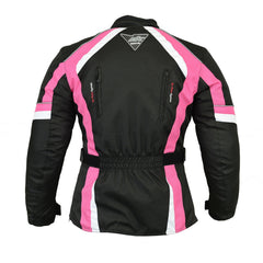 Ladies Pink Cordura Waterproof Biker Jacket With CE Armour