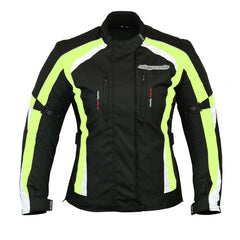 Ladies Hi Vis Cordura Waterproof Biker Jacket With CE Armour