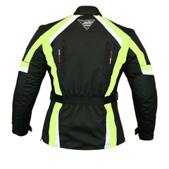 Ladies Hi Vis Cordura Waterproof Biker Jacket With CE Armour