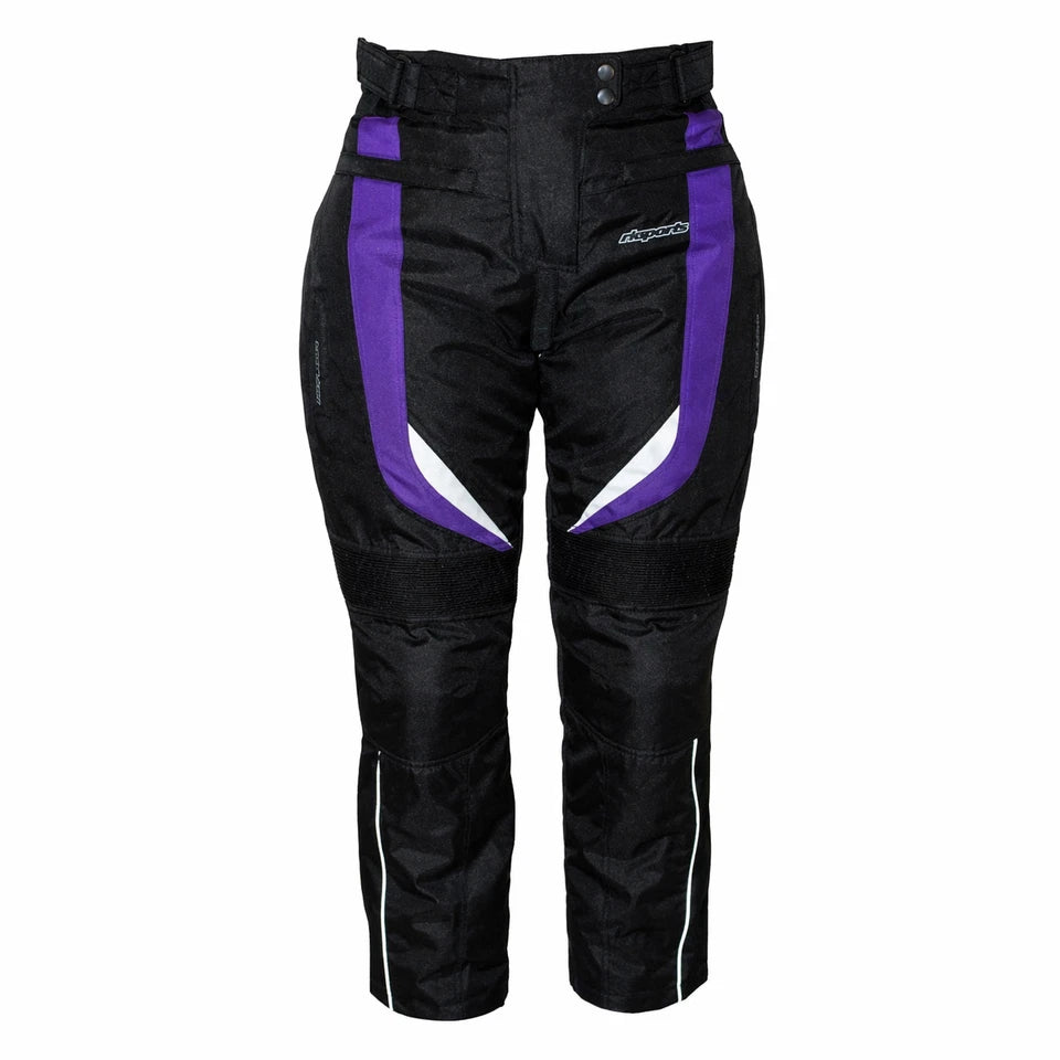 Ladies Purple Cordura Waterproof Motorbike Trousers With CE Armour