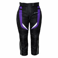 Ladies Purple Cordura Waterproof Motorbike Trousers With CE Armour