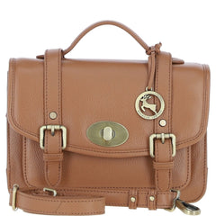 Womens Butterscotch Tan Leather Classic Vintage Satchel Style Bag & Detachable Shoulder Strap