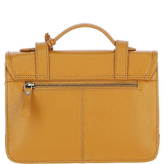 Womens Mustard Yellow Leather Classic Vintage Satchel Style Bag & Detachable Shoulder Strap
