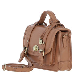 Womens Small Butterscotch Tan Leather Classic Vintage Satchel Style Handbag & Detachable Shoulder Strap