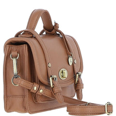 Womens Small Butterscotch Tan Leather Classic Vintage Satchel Style Handbag & Detachable Shoulder Strap