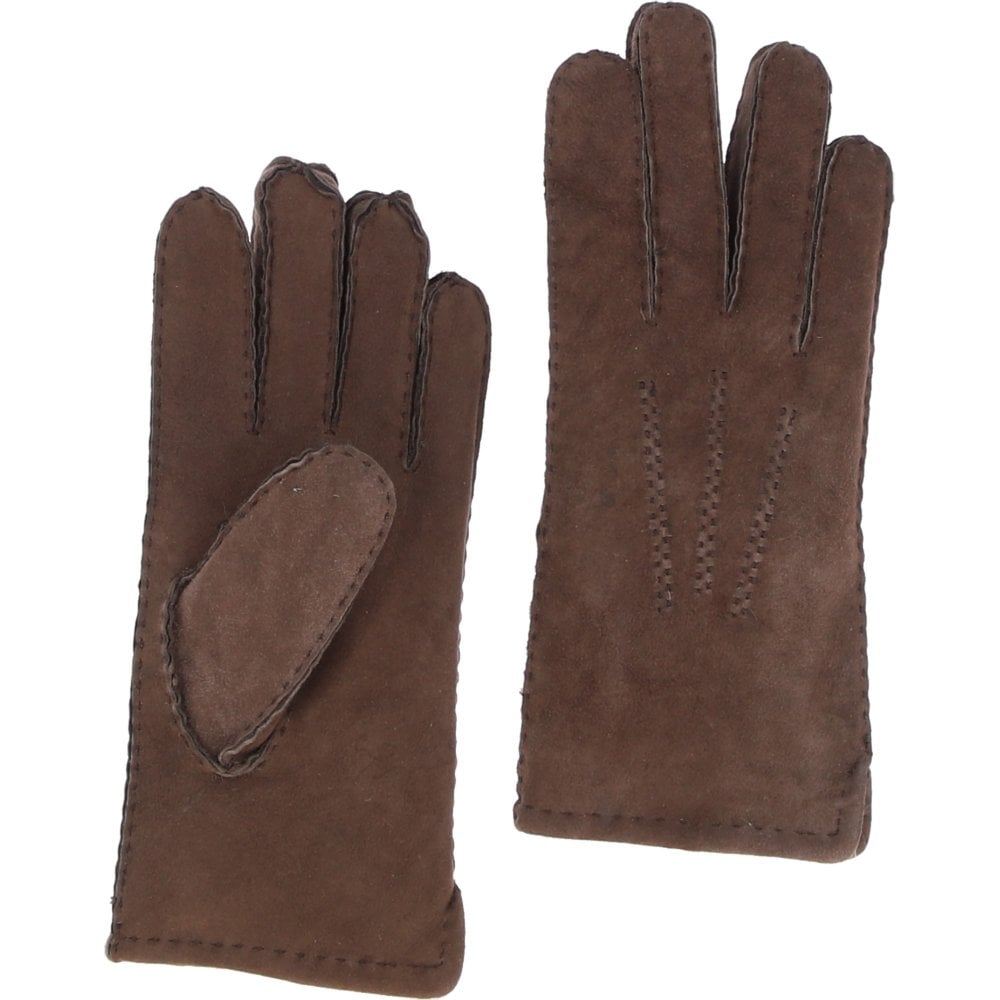Ladies Soft Brown Suede Sheepskin Gloves