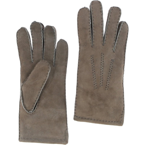 Ladies Soft Grey Suede Sheepskin Gloves