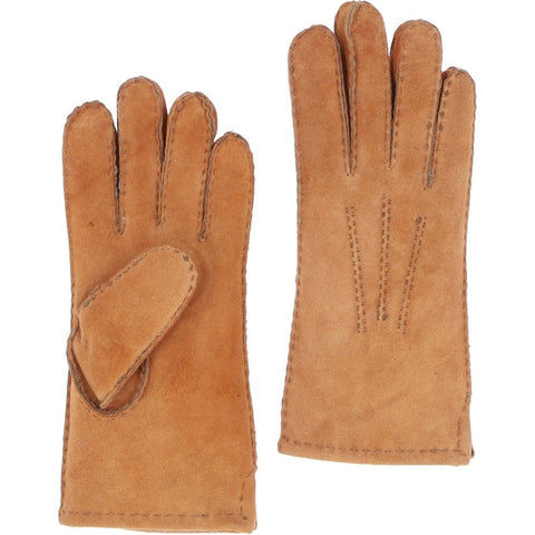 Ladies Soft Tan Suede Sheepskin Gloves