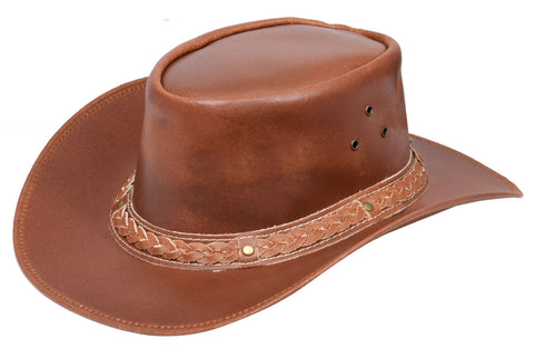 Deep Tan Australian Leather Cowboy / Western Style Hat