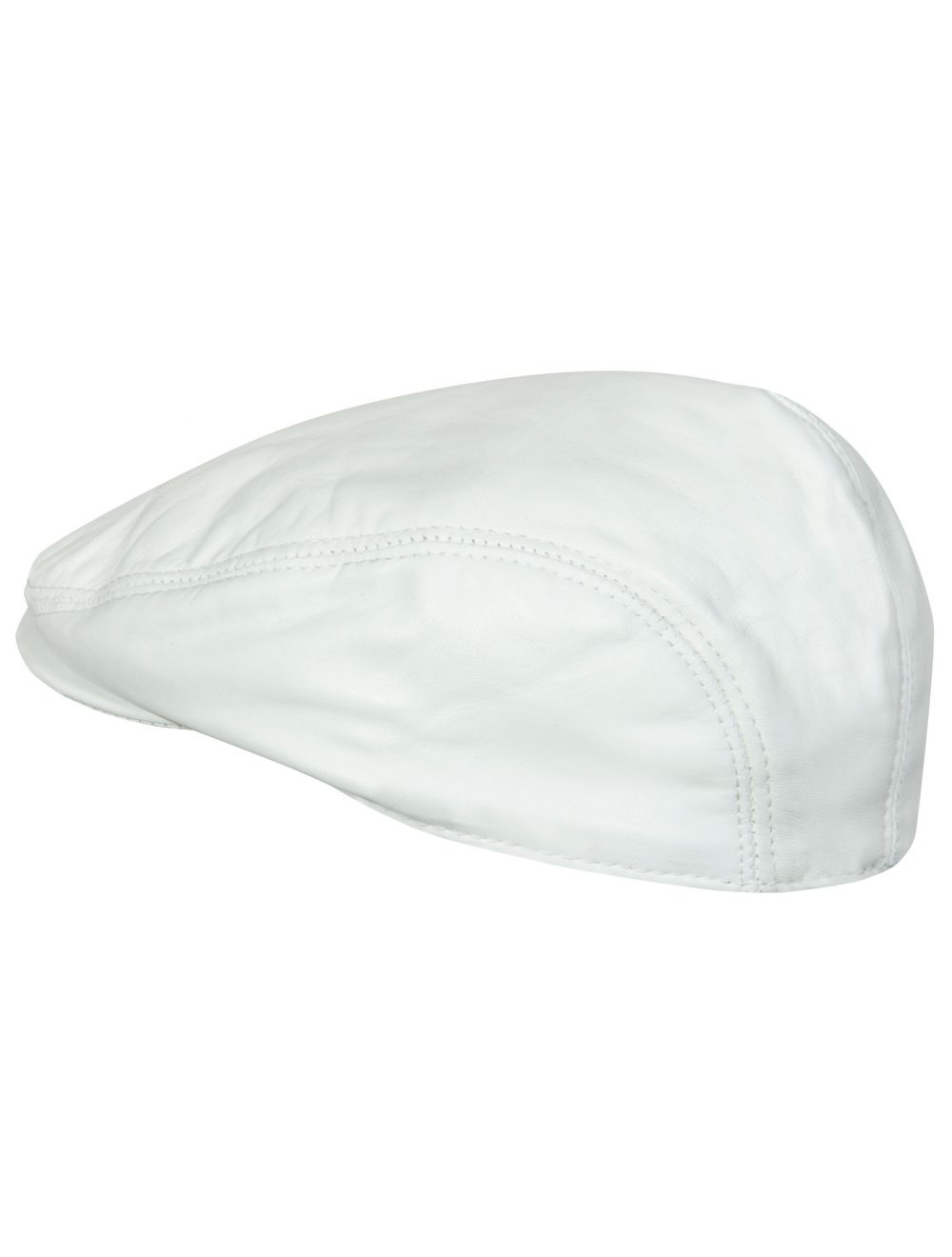 Men's White Leather Flat Cap