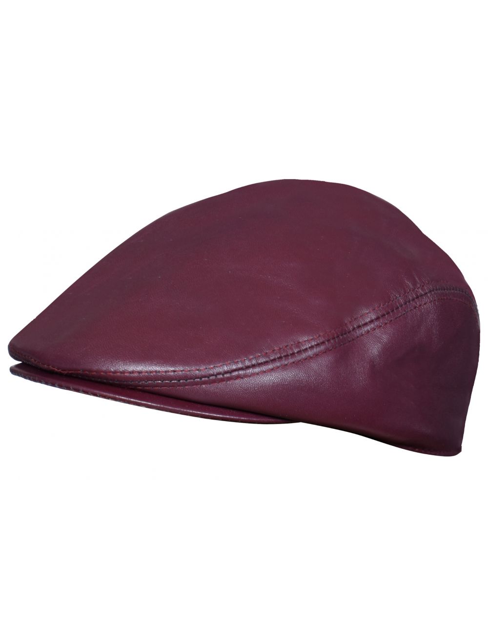Men's Burgundy Leather Flat Cap