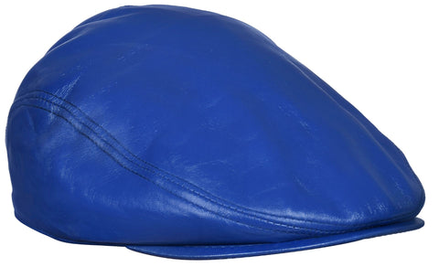 Men's Blue Leather Flat Cap