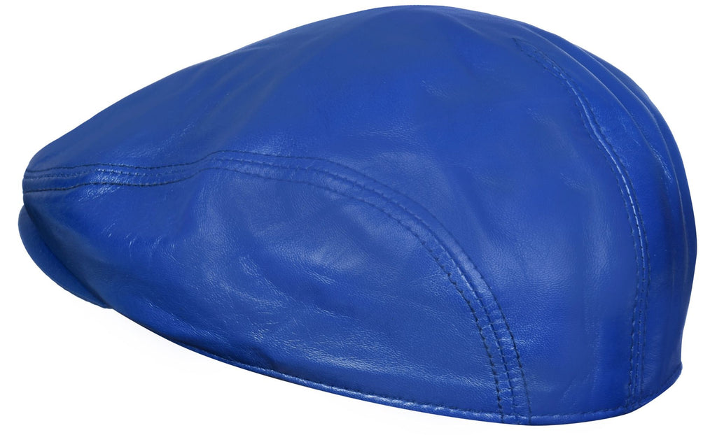 Men's Blue Leather Flat Cap