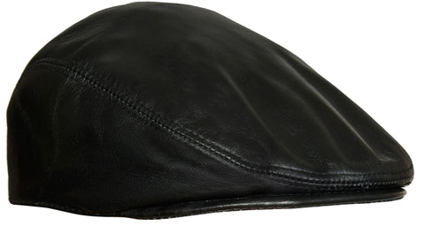 Men's Black Leather Flat Cap