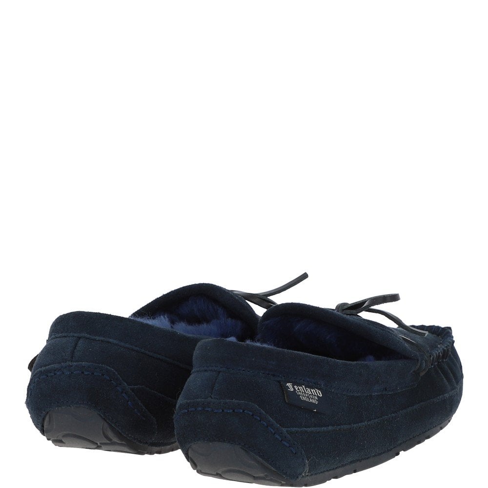 Men's Navy Sheepskin Moccasins - Maverick