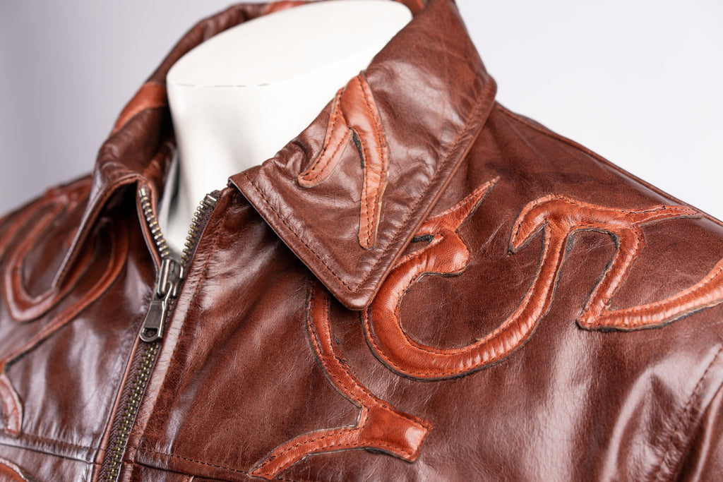 Mens Deep Hand Stitched Embossed Leather Jacket: Jasper