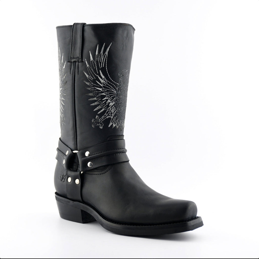 Grinders - Bald Eagle Black Leather Cowboy / Western Style Boots