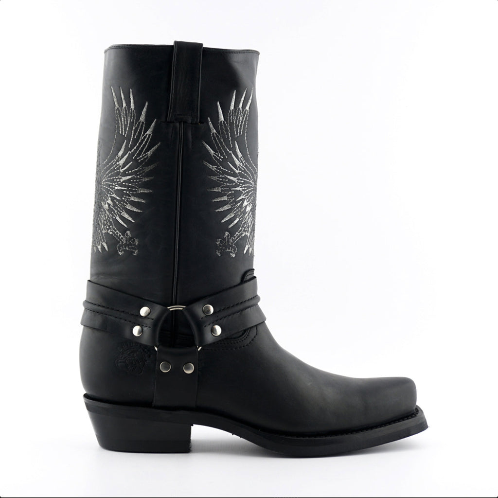 Grinders - Bald Eagle Black Leather Cowboy / Western Style Boots