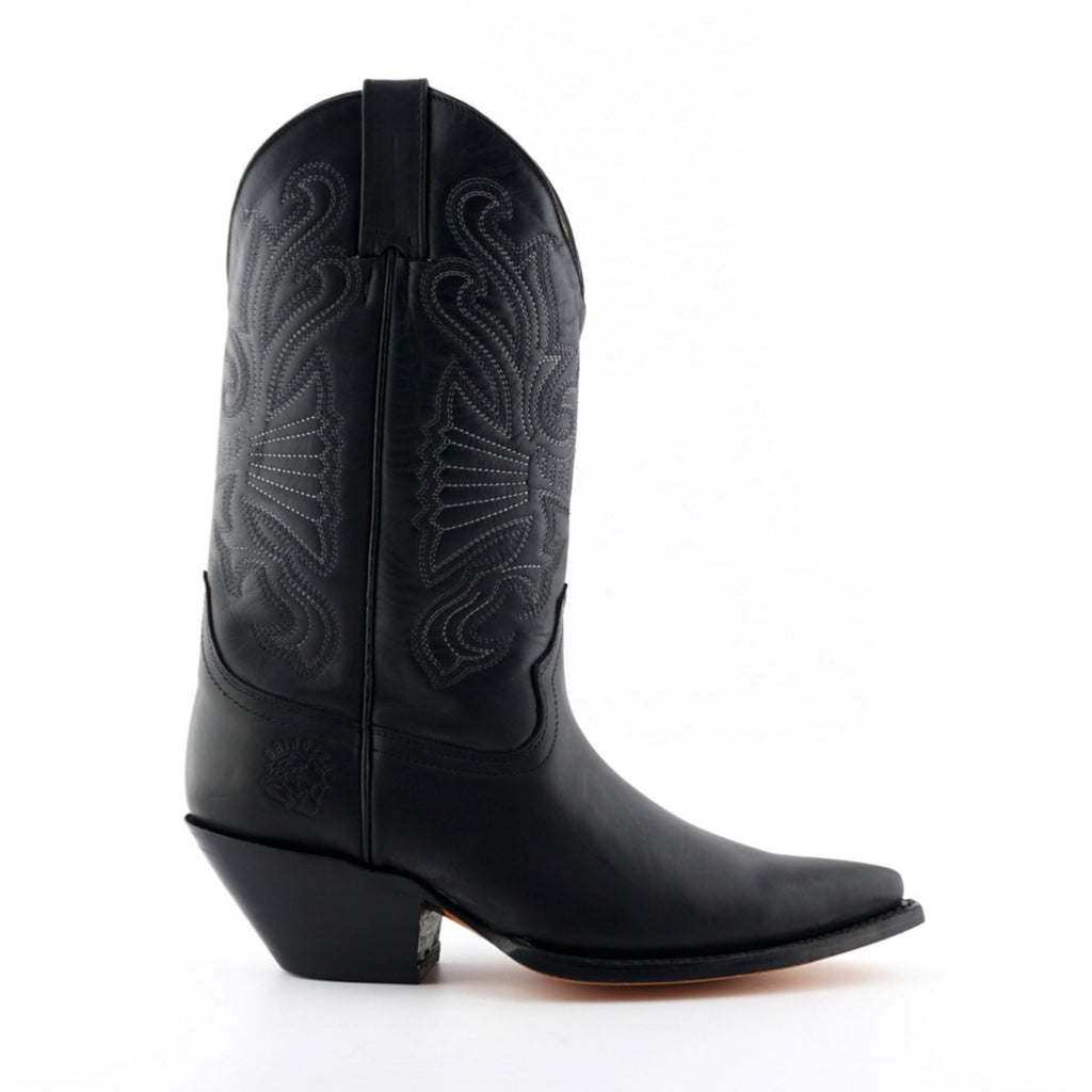 Grinders - Buffalo Black Leather Cowboy / Western Style Boots