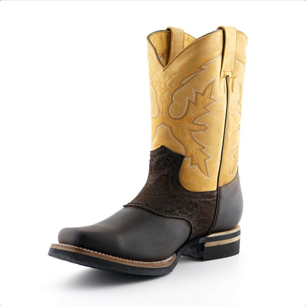 Grinders - Frontier Tan and Brown Leather Cowboy / Western Style Boots