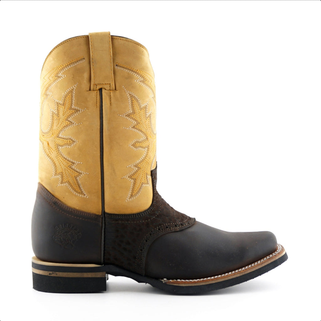 Grinders - Frontier Tan and Brown Leather Cowboy / Western Style Boots