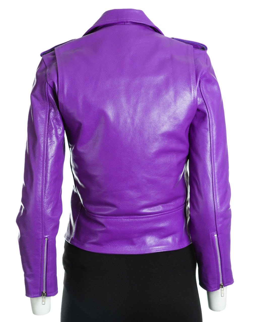 Women's White Classic Brando Biker Style Cow Hide Leather Jacket: Gemma