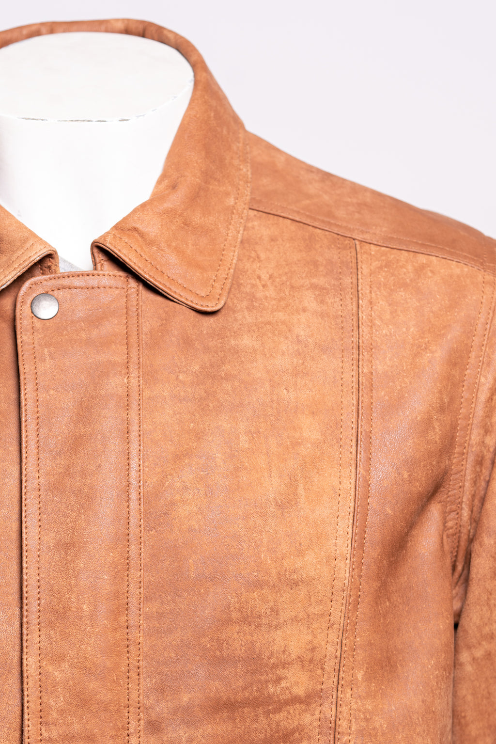 Men's Tan Simple Blouson Style Nubuck Jacket with Elasticated Waist: Giuliano
