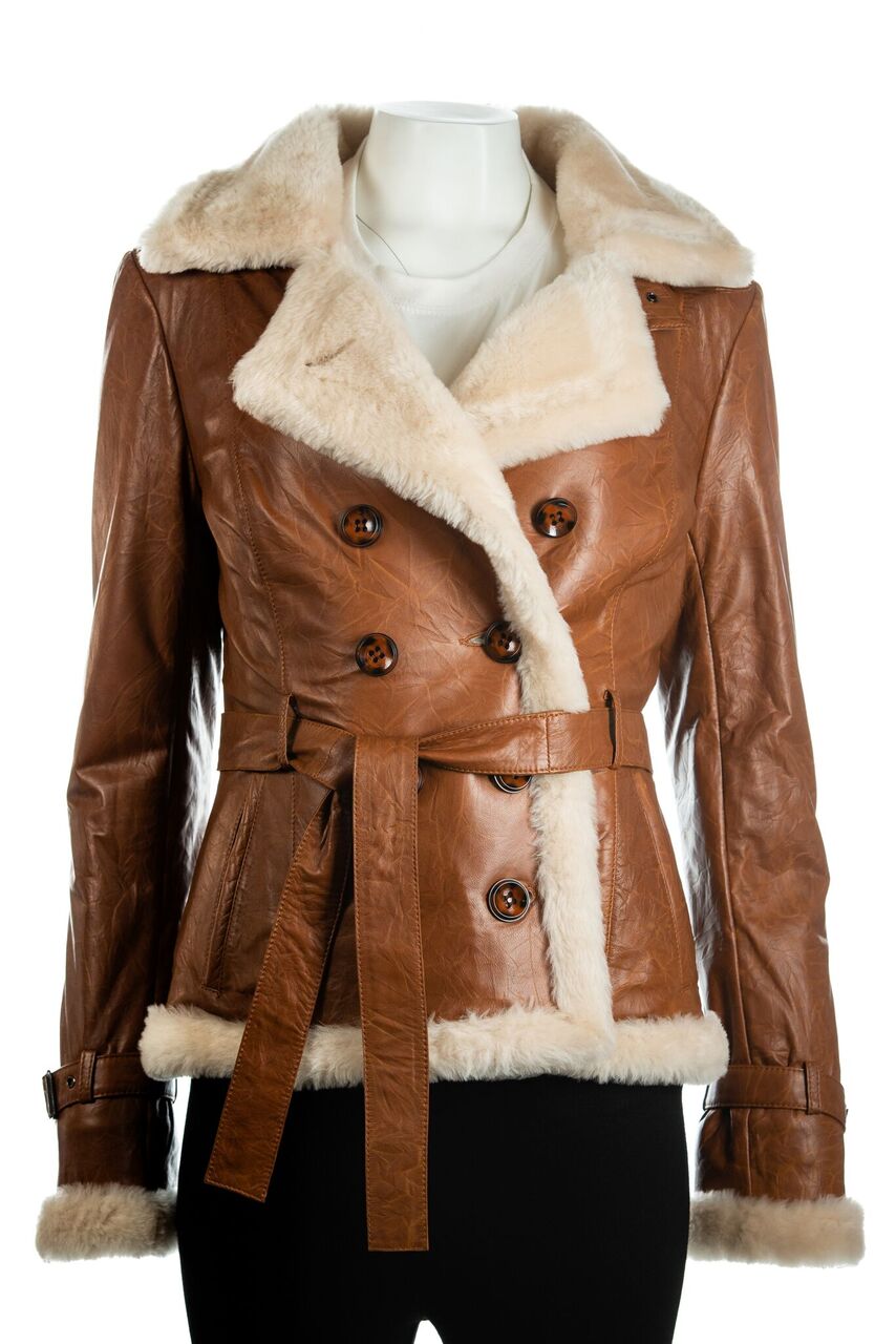 Ladies Buttoned Sheepskin Jacket: Bianca