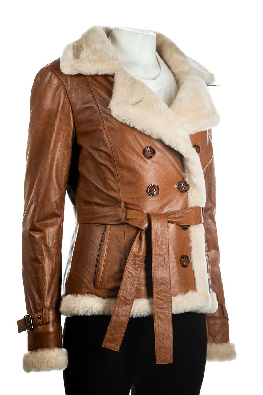 Ladies Buttoned Sheepskin Jacket: Bianca